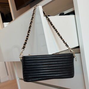 Chic Black Quilted Wristlet with Chain Strap